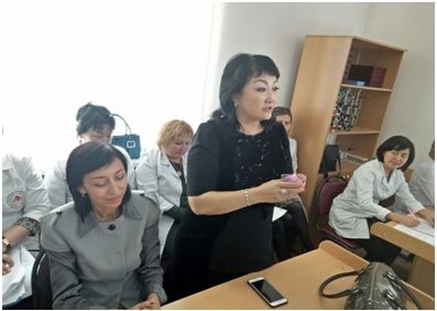 21.11. Teachers A.Zh. Almenova and S.O. Zharlygasova have conducted an open binary lesson of the Russian and English languages on a subject: "On reception at the obstetrician – the gynecologist" "At the Gynecologist".